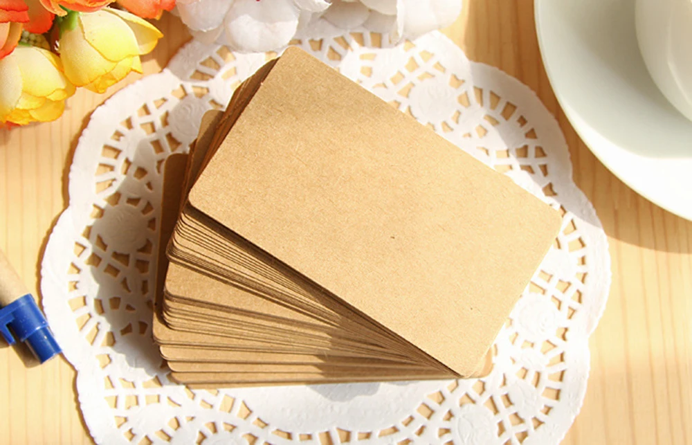100 Stück 5,3 x 9 cm leere Karte für Visitenkarten für Nachricht und Buchname, leere Karten für Visitenkarten, Nachrichtenkarten, 300 g/m2 – Detail 3