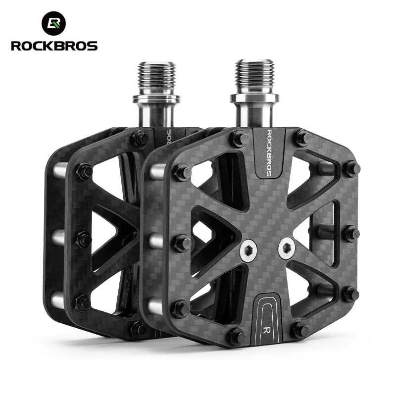 

ROCKBROS Carbon Fiber Pedals Ultra-Light 3-Bearing Pedals Labor Saving Waterproof MTB Bicycle Pedals Anti-Slip Bike Pedal