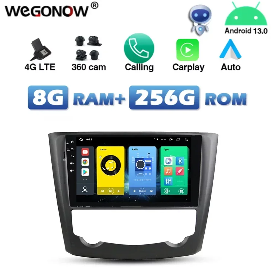 4G SIM Wireless Carplay Auto Android 13.0 8G+256G Car DVD Player GPS Map RDS Radio wifi Bluetooth For Renault Kadjar 2015-2018