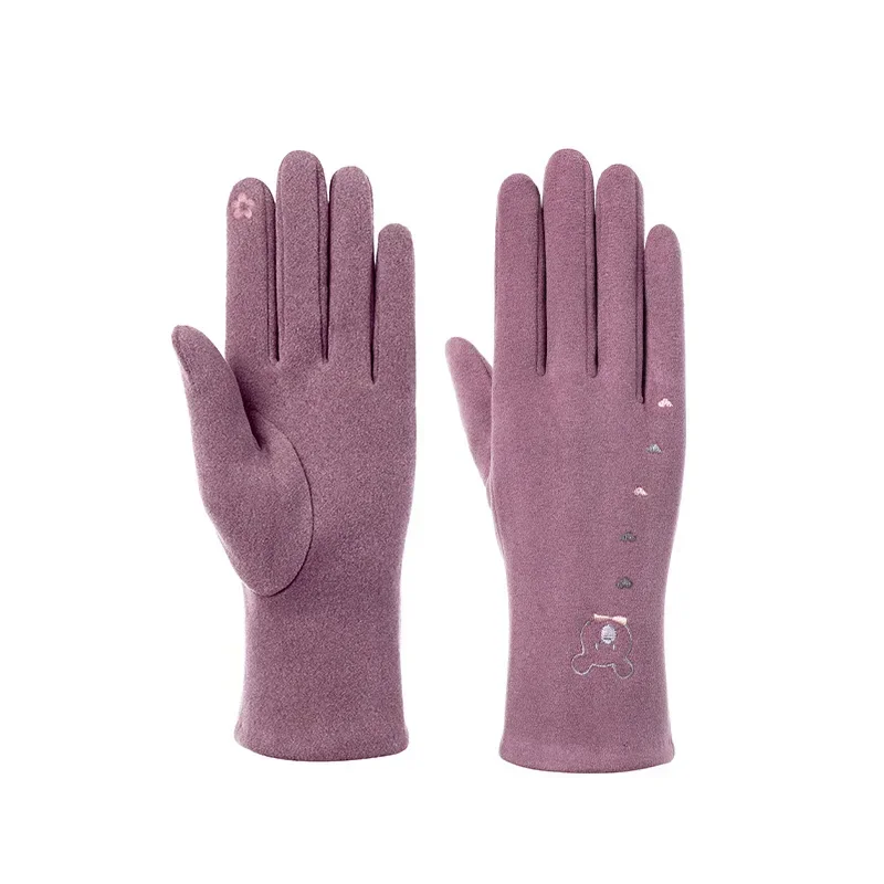 Fashion  Glove Women Vintage Winter Touch Screen Full Finger Warm Windproof Cycling Driving Female Lady Gloves Mittens