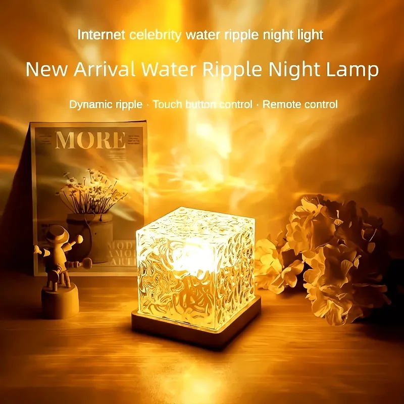Portable Usb Water Ripple Night Light Rgb, Ocean Color Changing Projector Lamp Remote Kids Bedroom Decor