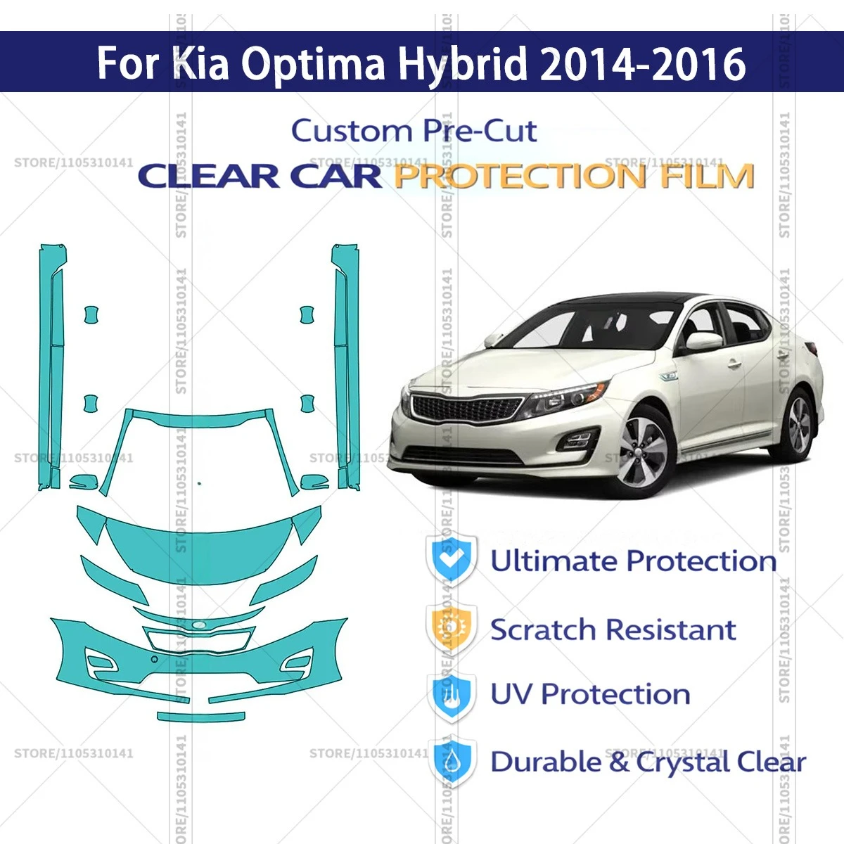 For Kia Optima Hybrid 2014-2016 Pre-Cut Paint Protection Film PPF Transparent Car Film Automotive PPF Front Kit - Rockers