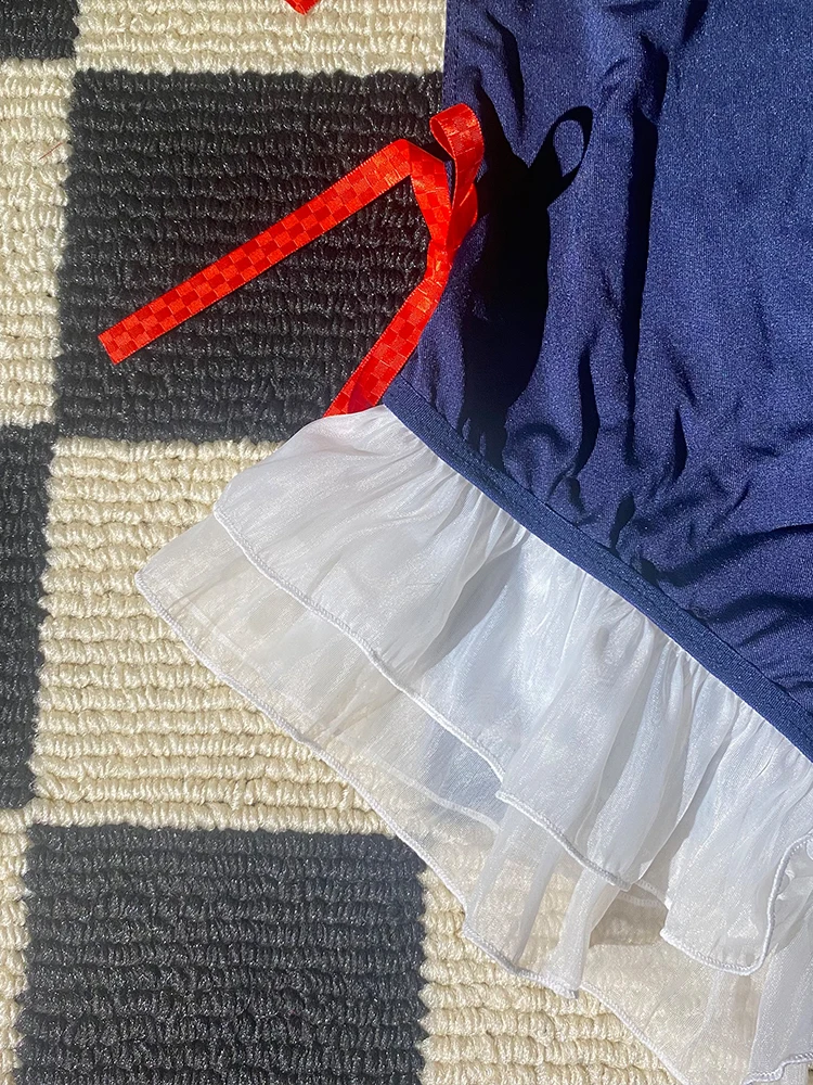 Women's Sexy Lingerie Hollow Out Lolita Embroidery Lace Split Dress Suit Mesh Sheer Traditional Embroidered Stripe Cheongsam Set