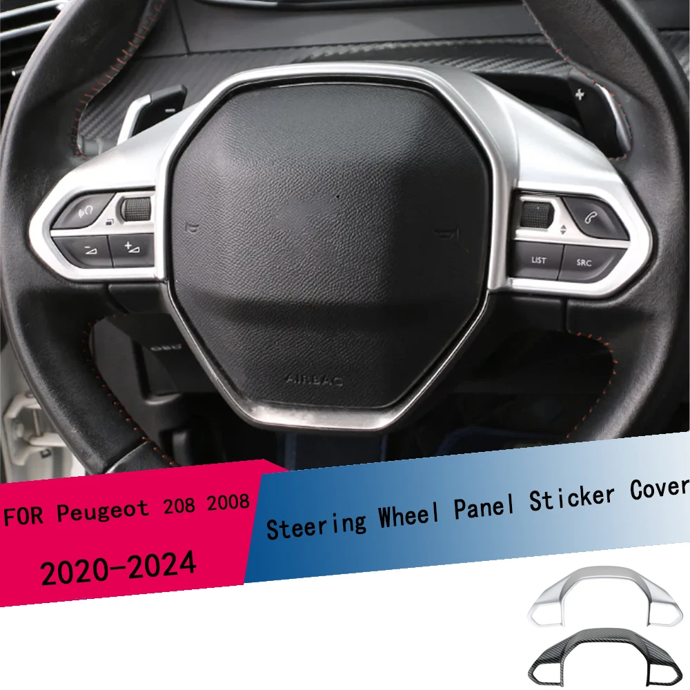 1 Stück Auto-Lenkrad-Verkleidungsaufkleber für Peugeot 2008 208 E2008 E208 2020 2021 2022 2023 2024 Zubehör