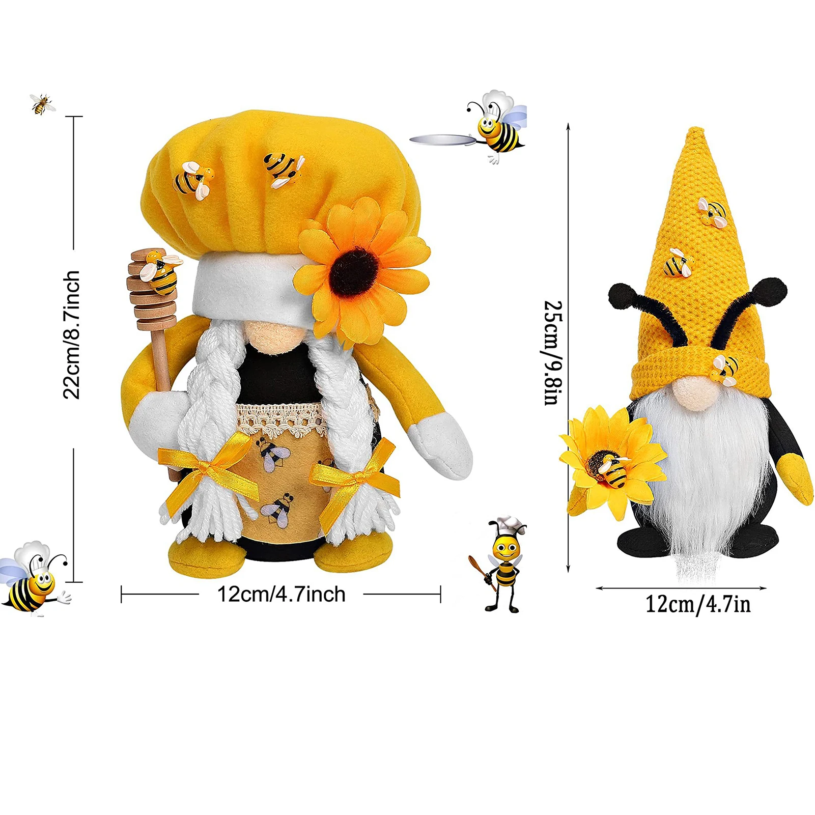 لعبة النحل جنوم القطيفة الناعمة المصنوعة يدويًا لتزيين نحل الربيع على شكل جان هدايا احتفالية