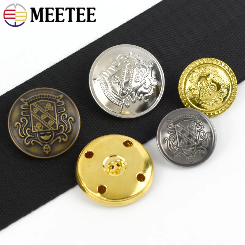 10Pcs Meetee 12-30mm Metal Button Antique Hollow Copper Down Jacket Coat Shank Buttons Jeans Clothes Decoration Buckle Accessory