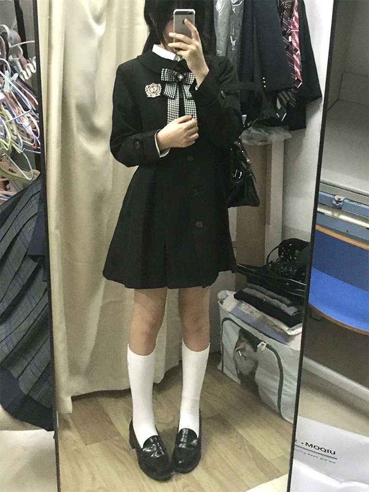 معطف نسائي جديد لخريف وشتاء 2025 بتصميم جامعي أنيق، معطف متوسط الطول نحيف بأسلوب مدرسي، عباءة خارجية