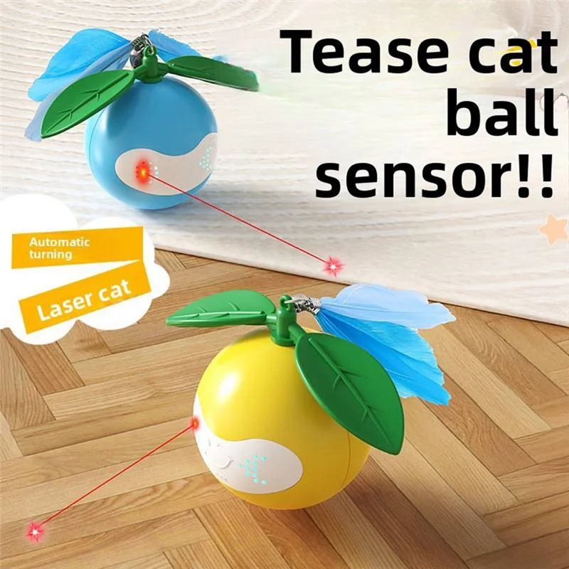 ABDJ-USB 충전식 LED 레이저 볼 고양이 장난감, 자동 장애물 회피, 모션 센서, 원터치 시작, 자가 놀이 디자인