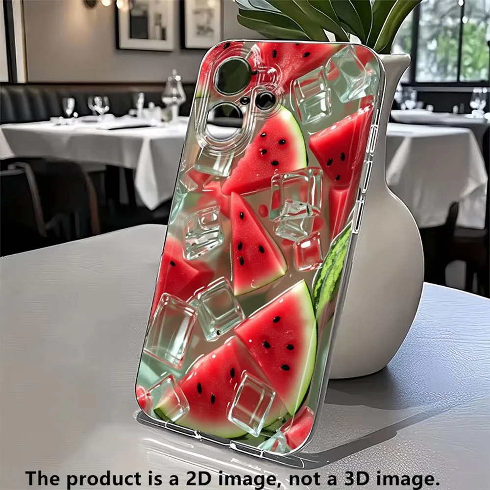 Funda de Teléfono 2D con Diseño de Sandía Refrescante para Samsung S26 S25 S24 S23 S22 S21 S20 Note20 Plus Ultra Lite Edge 5G, Carcasa Transparente de TPU Suave