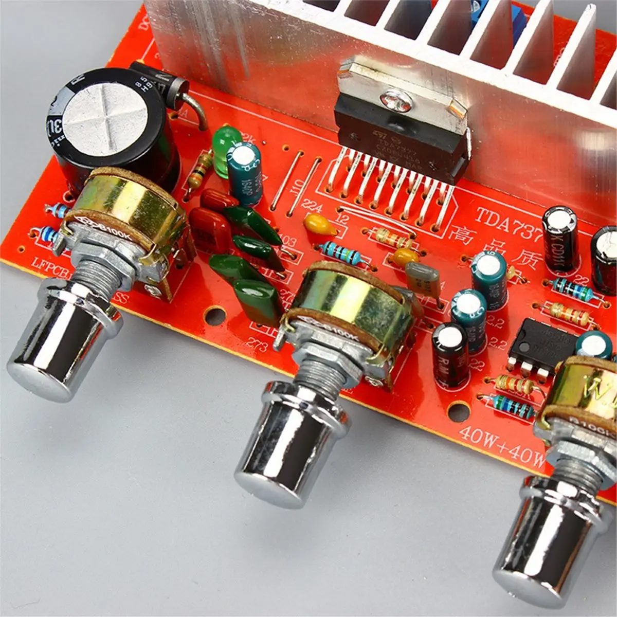 A40I DX-7377 TDA7377 DC12V 40Wx2 Car DIY Stereo Amplifier Board with Electroplated Silver Knob Dual Channel Amplifier Board