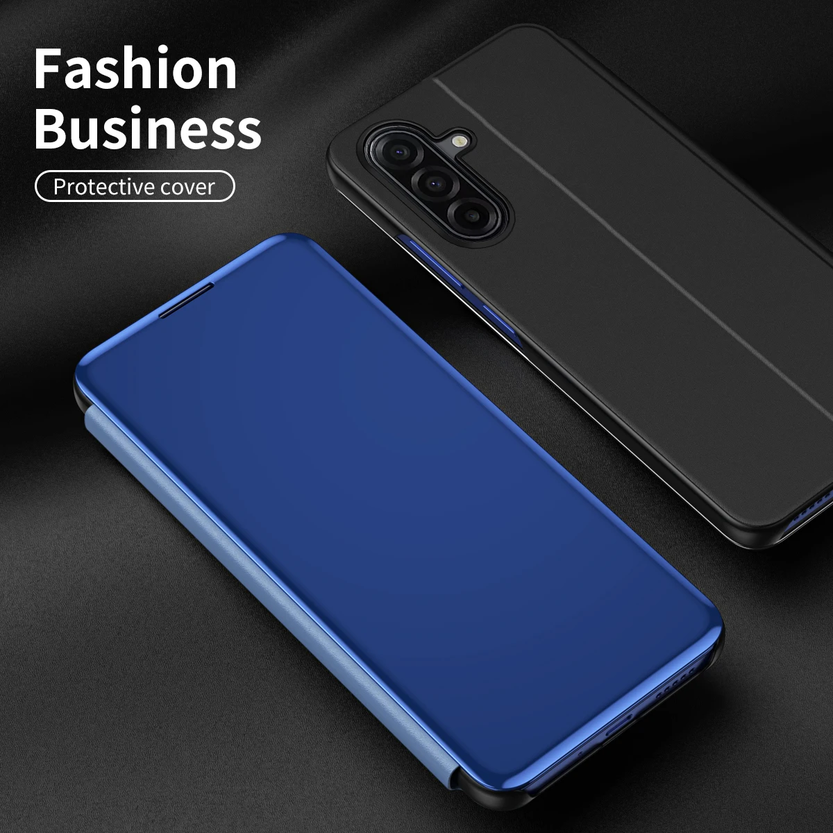 

Luxury Clear Mirror Stand Case For Samsung Galaxy S25 S25FE PU Leather Flip Holster Protective Full Cover, Shockproof Shell Skin