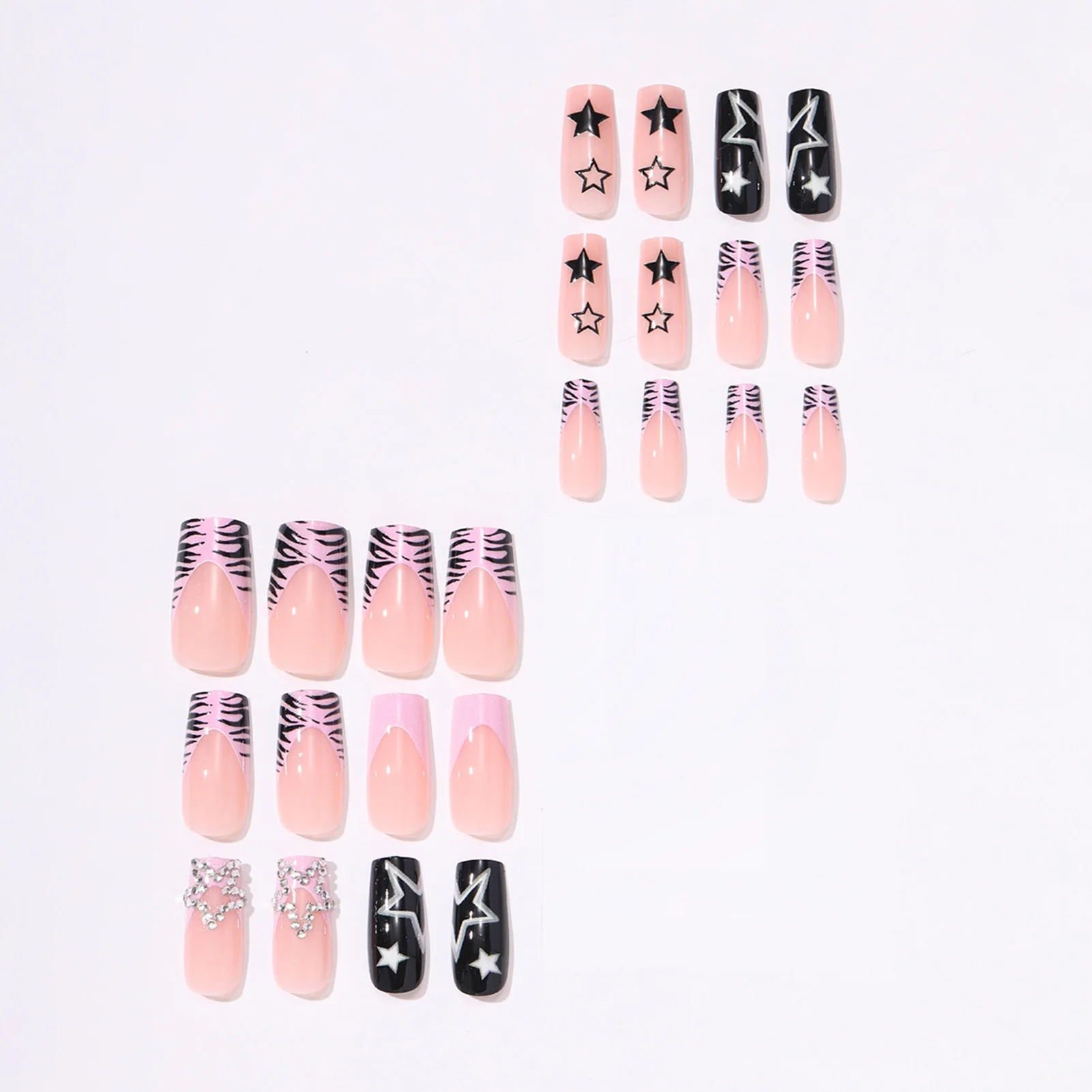 24 Stück Künstliche Nägel, Trendige Aufklebenägel im Y2K-Stil, Künstliche Nagelspitzen für Partys, Wiederverwendbares Maniküre-Set – Detail 3