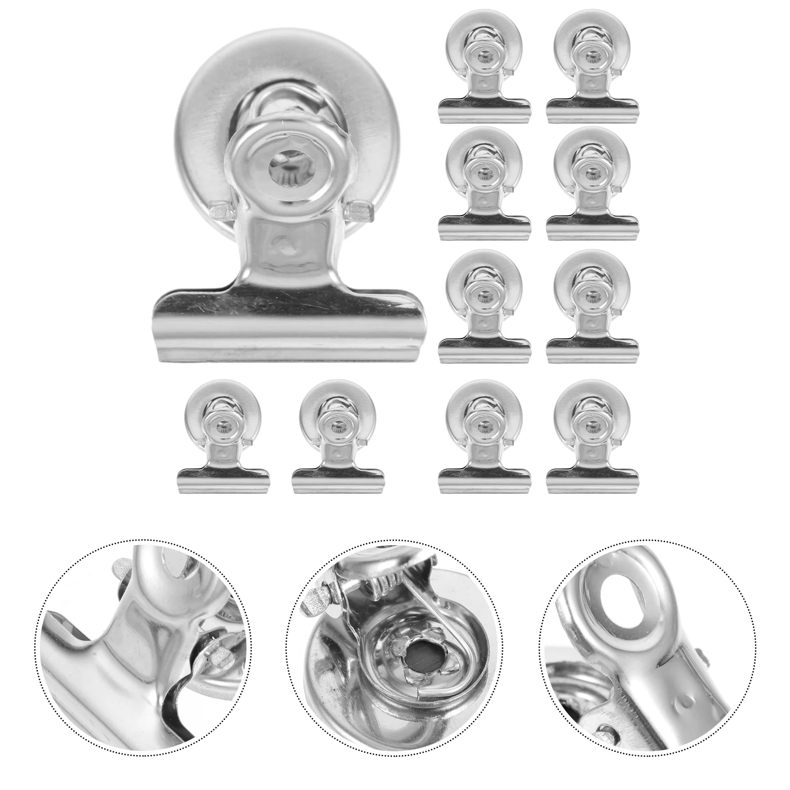 

12 Pcs Magnets Magnetic Clip Fridge Refrigerator Holder Clips Silver Whiteboard Office Child