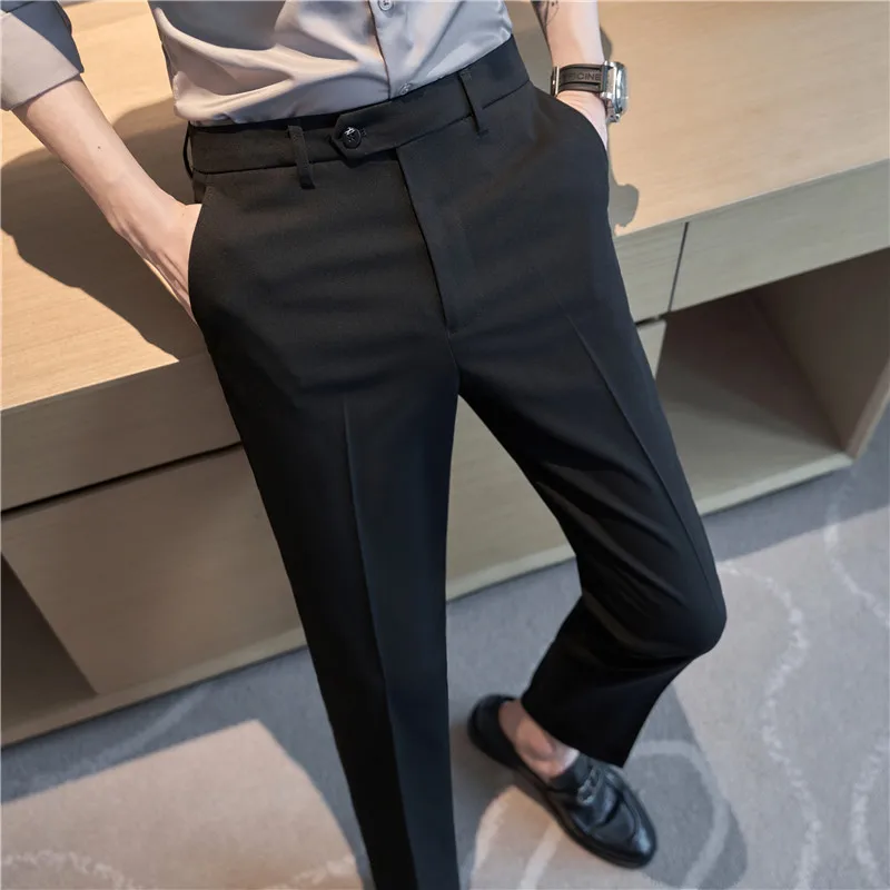 2024 Lente Zomer Britse Stijl Mode Slim Pak Broek Heren Eenvoud Veelzijdige Casual Business Formele Bruiloft Social Broek