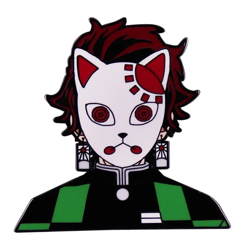 Demon Slayer Kamado Tanjirou Fox Mask Brooch Metal Pin