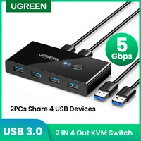 UGREEN USB Switch USB 3,0 2,0 interruptor conmutador para Windows10 PC teclado ratón impresora 2 uds compartir 4 dispositivos interruptor USB