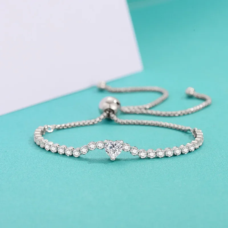 

Certified Heart 0.5CT Bracelet for Wedding Party Moissanite Bracelet for Women 925 Sterling Silver Luxury Fine Jewelry