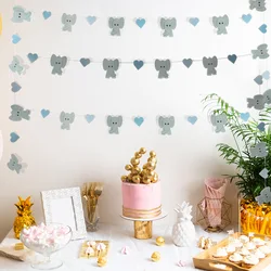 Animal Theme Party Cute Little Elephant Love Paper Garland Kids Birthday Wedding Baby Shower Gift Giving Party Hanging Flag Deco