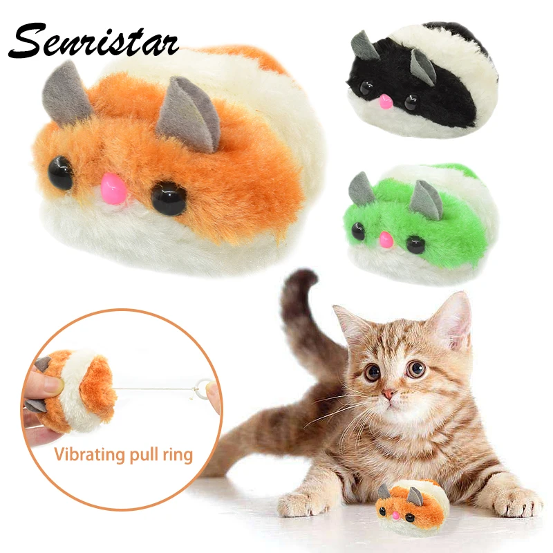 

Cute Vibration Mice Toys for Cat Interactive Pulling Ring Plush Vibration Mouse Cat Toy for Kitten Funny Playing Pet Cat Rat Toy