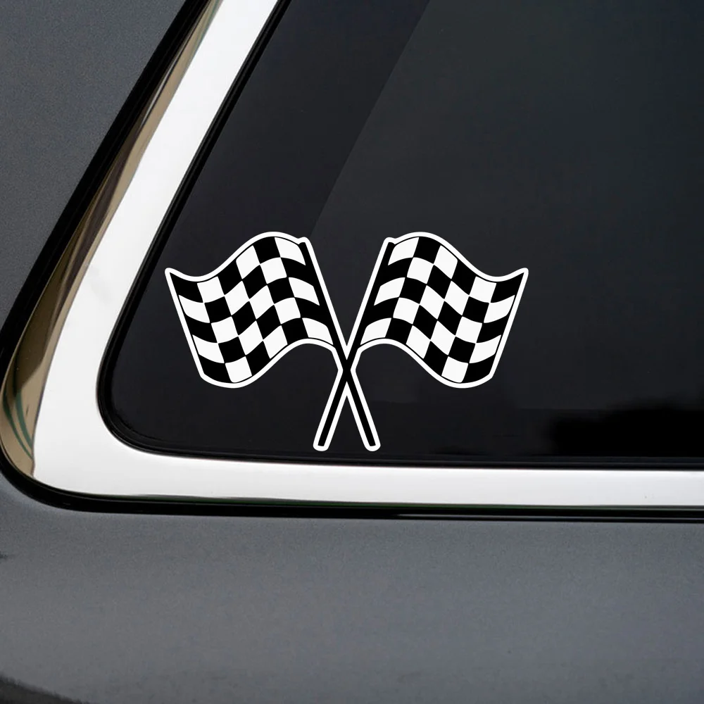 1PC Checkered Racing Flag Waterproof Vinyl Sticker For Car Motorcycle Helmet Laptop Decor, Assorted Colors