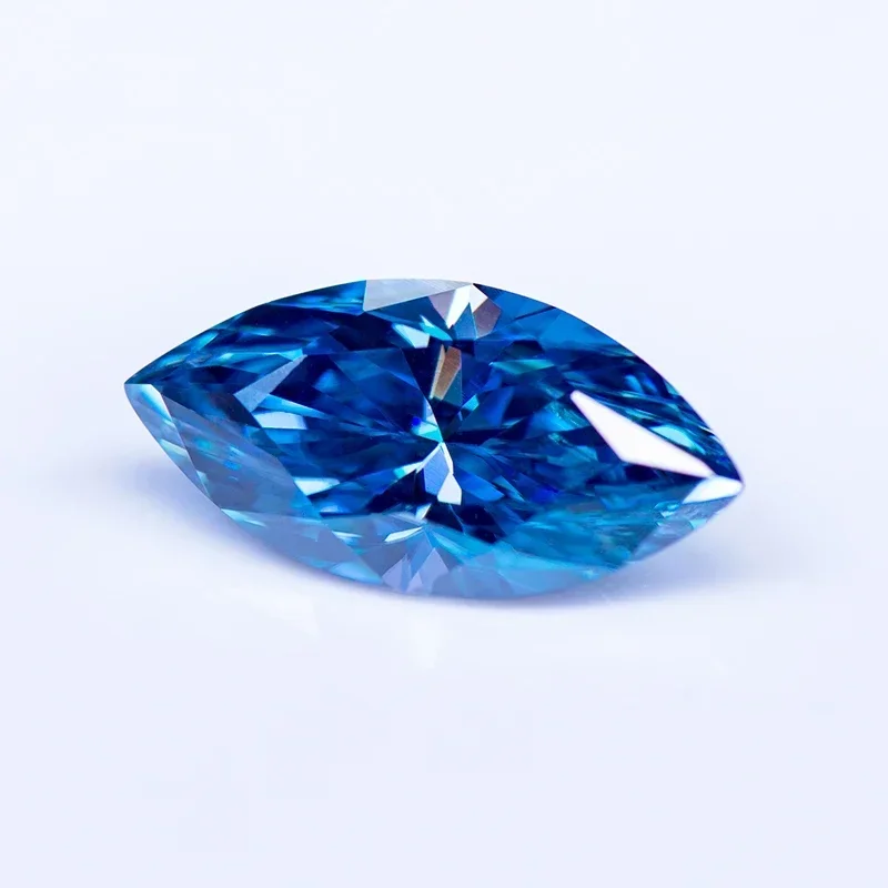 Moissanite Stone Gemstone Sapphire Blue Color Marquise Cut Lab Grown Diamond Charms Woman Jewelry Making With GRA Certificate