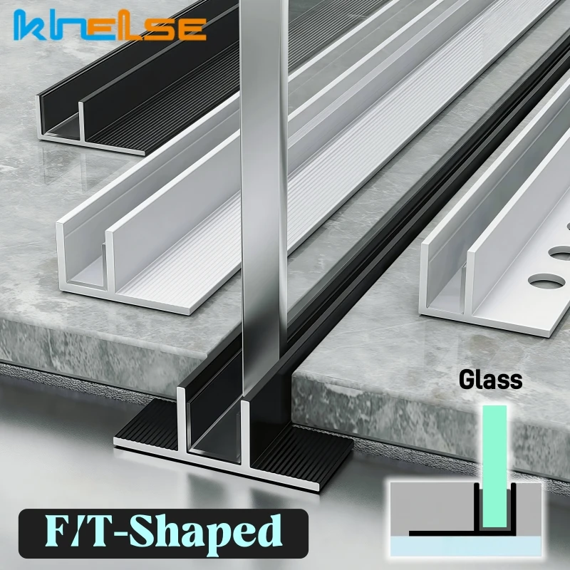 Embedded Bathroom Partition LED Aluminum Profile F-Shaped Shower Channel For Glass Board Shelf Splint Waterproof Bar Strip Light
