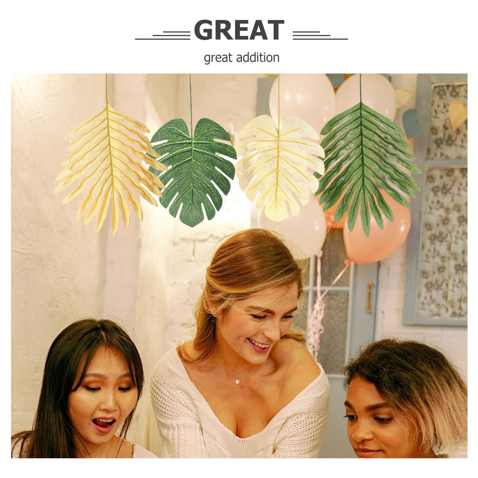 

66pcs Simulation Leaves Palma Stems Artificial Tropical Foliage Realistic Fake Monstera For Home Decor Wedding Party Beach Diy