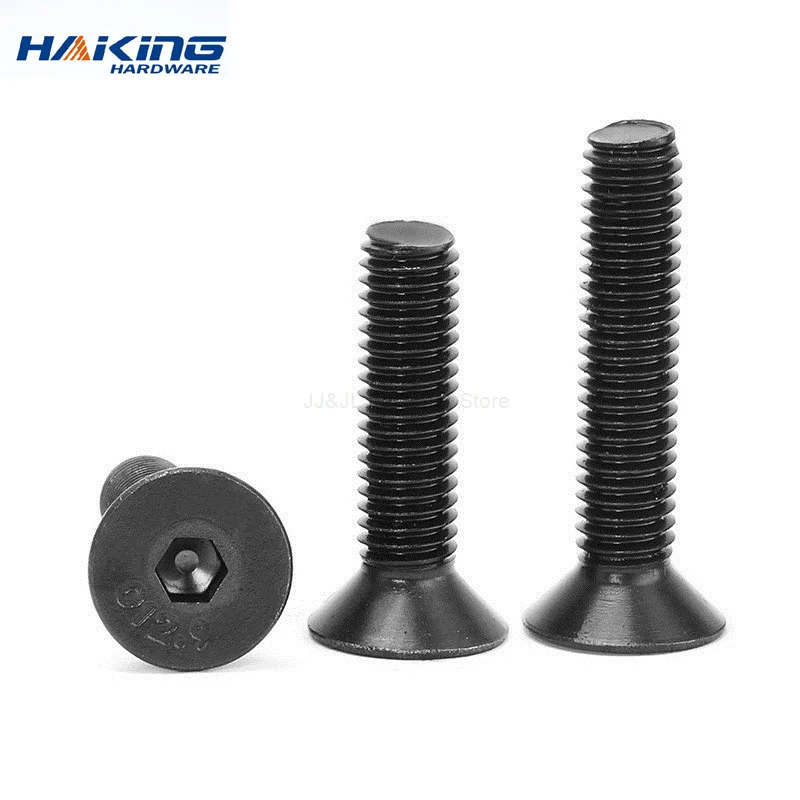 10/50 Uds hexagonal plana tornillo de cabeza avellanada M2 M2.5 M3 M4 M5 M6 M8 Grado negro 10,9 de acero inoxidable 304 de perno hexagonal