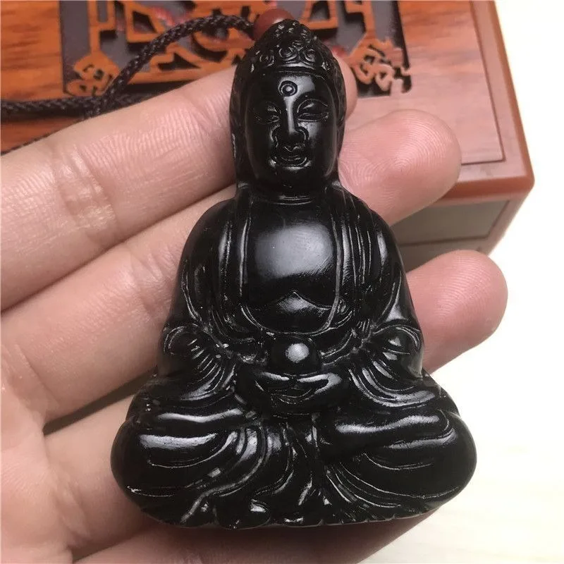 

Genuine Yaowang Stone Black Baogong Sakyamuni Pendant Male Ink Jade Buddha