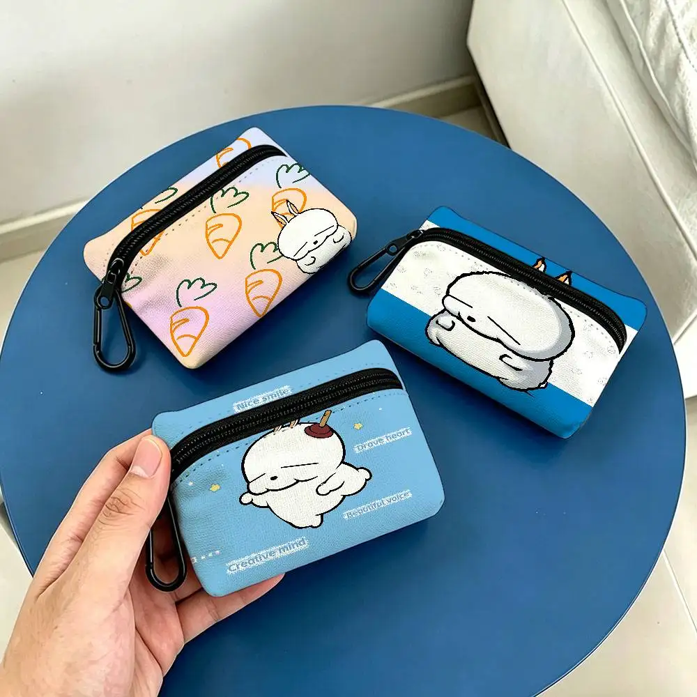 MashiMaro Anime Portable Oxford Fabric Mini Wallet Carabiner Design Small Coin Bag For Cards Keys Earphones