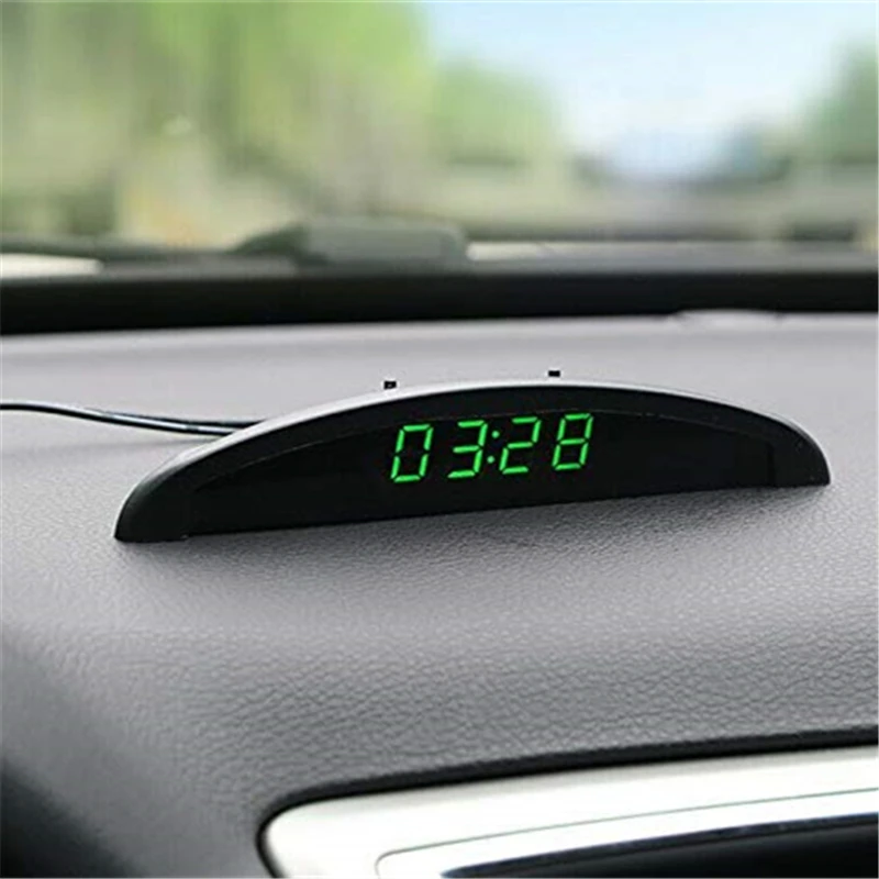 LED Car Clock 24-Hour Thermometer Car Inside Outside Temperature Meter Digital Battery Voltage Monitor DC 8~28V Voltmeter