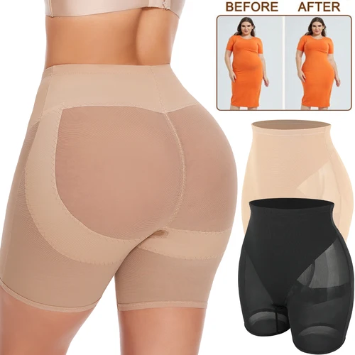 Imagen 1 del producto Pantalones cortos moldeadores de realce de glúteos para mujer, bragas moldeadoras transpirables de malla de cintura alta, ropa moldeadora de muslos, ropa corporal suave adelgazante