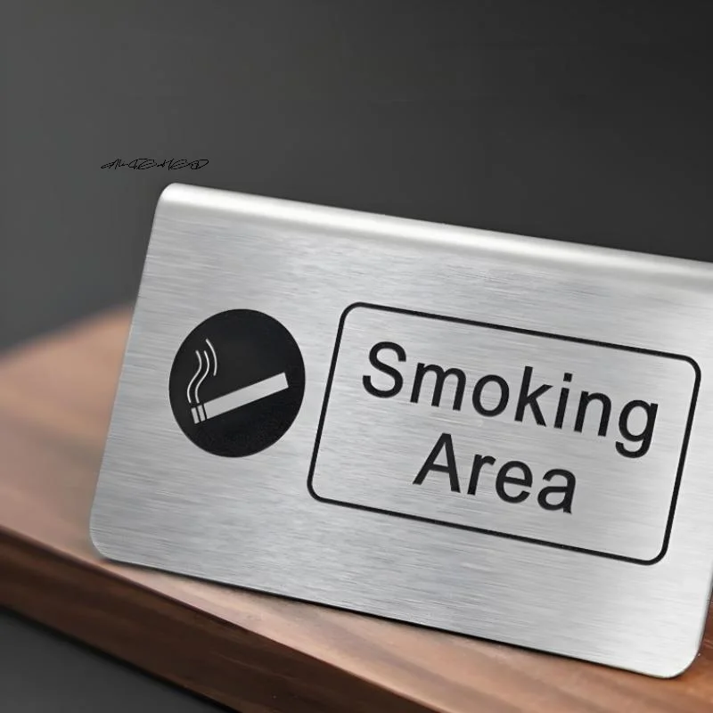 Stainless Steel No Smoking Sign Table Tent for Hotels Restaurants Clubs Offices Hospitals - Non-Smoking Stand