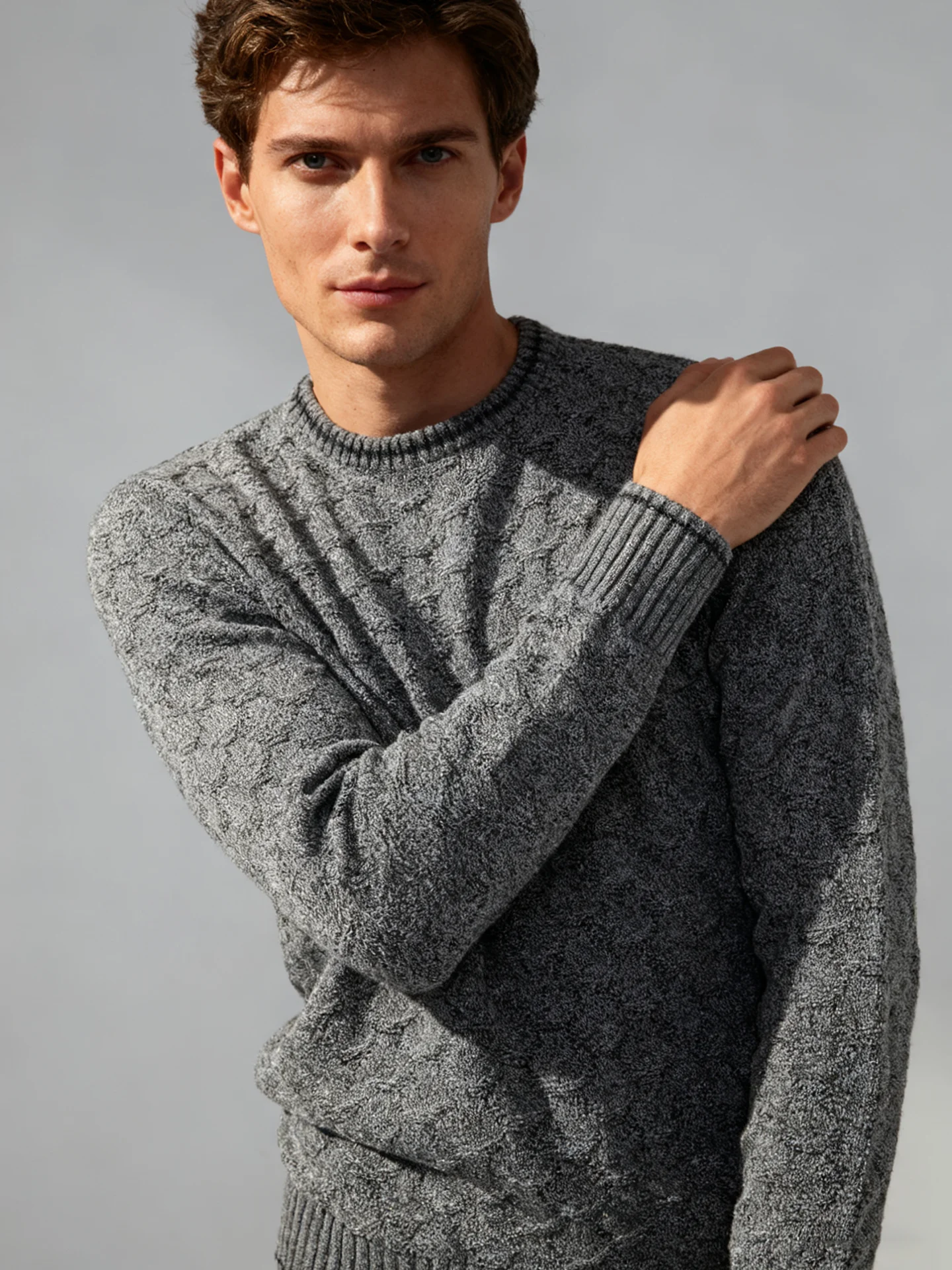 

Men's round Ne Knitted Sweater Wool Blend Casual American Sle Warm Polyester Cotton Wool Mixed Knitwear for Autumn Winter