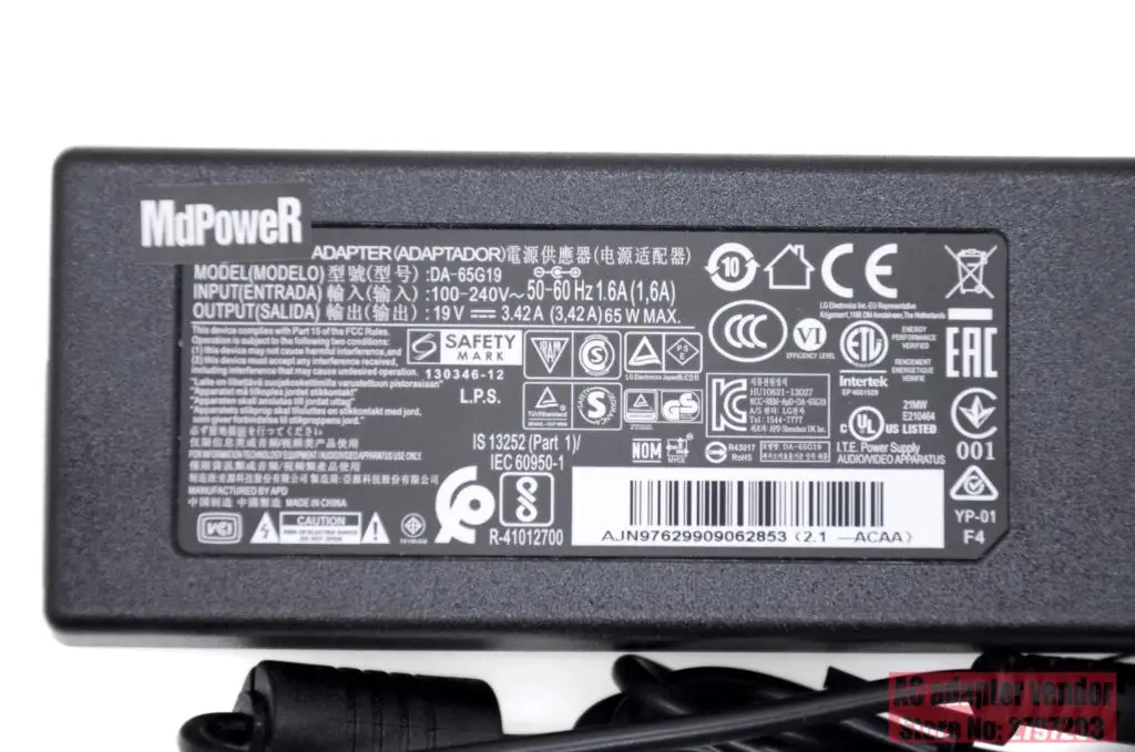 Mới Ban Đầu Cho LG 19V3.42A LCAP39 AC Adapter Cấp Nguồn Dây Sạc