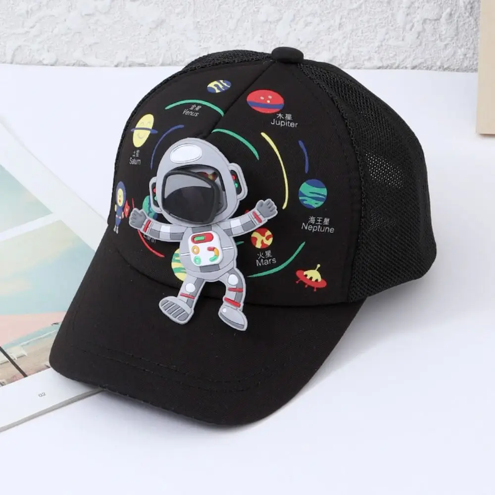 Cartoon Astronaut Baby Baseball Cap UV Protection Adjustable Children Peaked Hats Planet Print Kids Baseball Caps Children