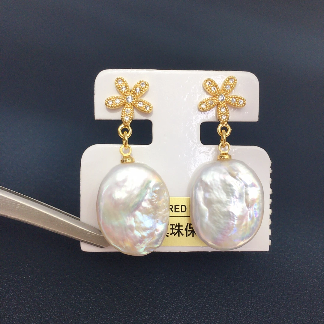 

ZHBORUINI серьги в стиле барокко с натуральным пресноводным жемчугом и цирконом в виде цветочной инкрустации, классические украшения для вечеринок и подарков