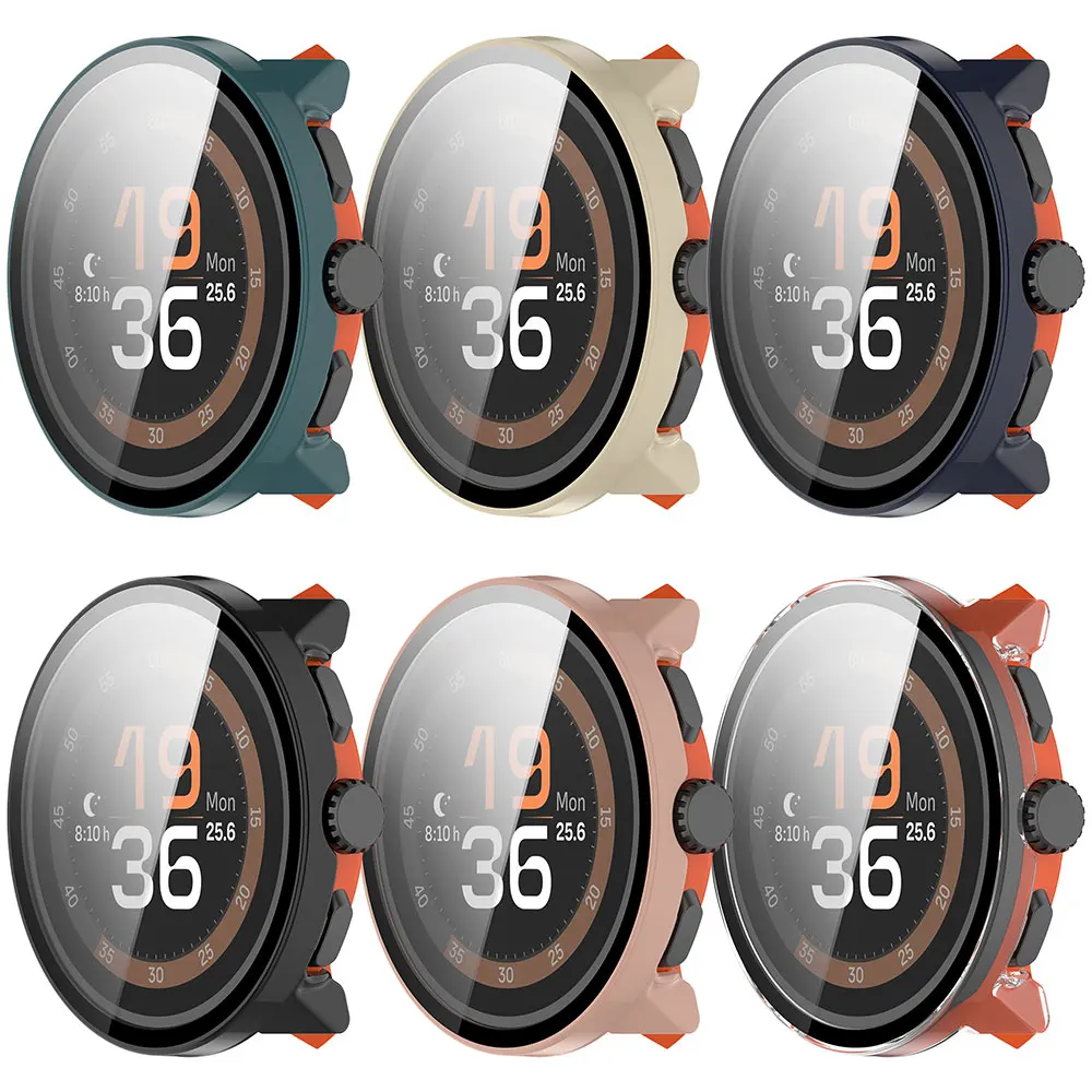 Glass + PC Case For Suunto Run Tempered Glass Anti-scratch Screen Protector & Hard Protective Bumper Covor Smart Accessories