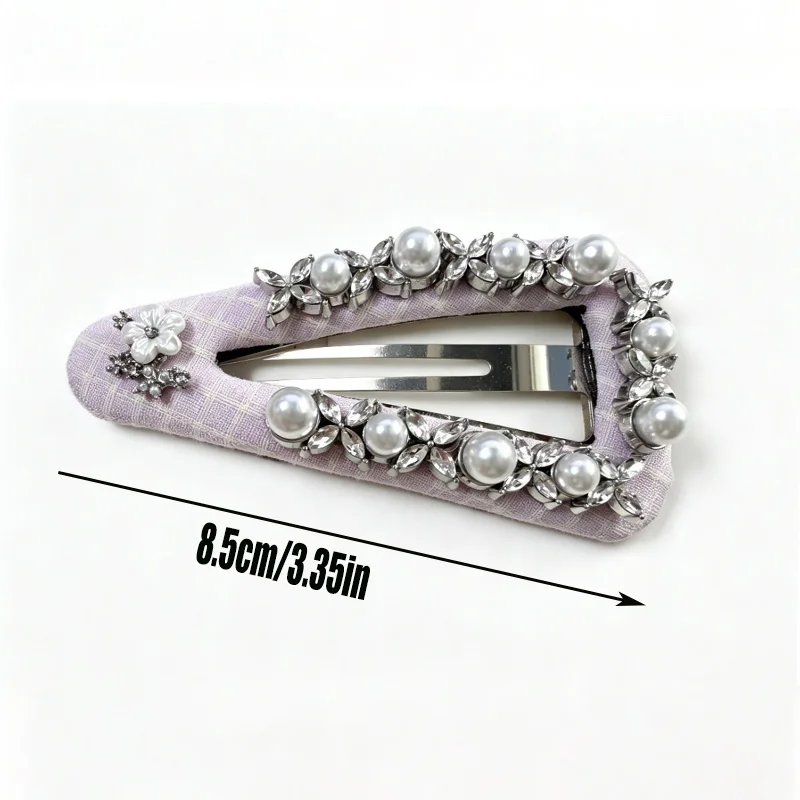 Elegant pearl crystal check hair clip, sweet flower decoration hollow hair clip, college style hair clip suitable,with card.