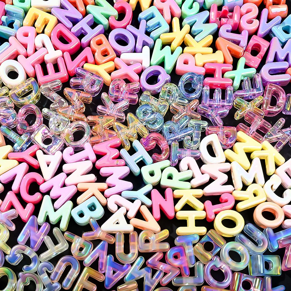 20/50 Stück Bunte Acryl-Alphabetperlen mit Großem Loch, Lose Buchstabenperlen für DIY Schmuckherstellung, Armbänder, Halsketten, Schlüsselanhänger, Bastelarbeiten – Detail 11