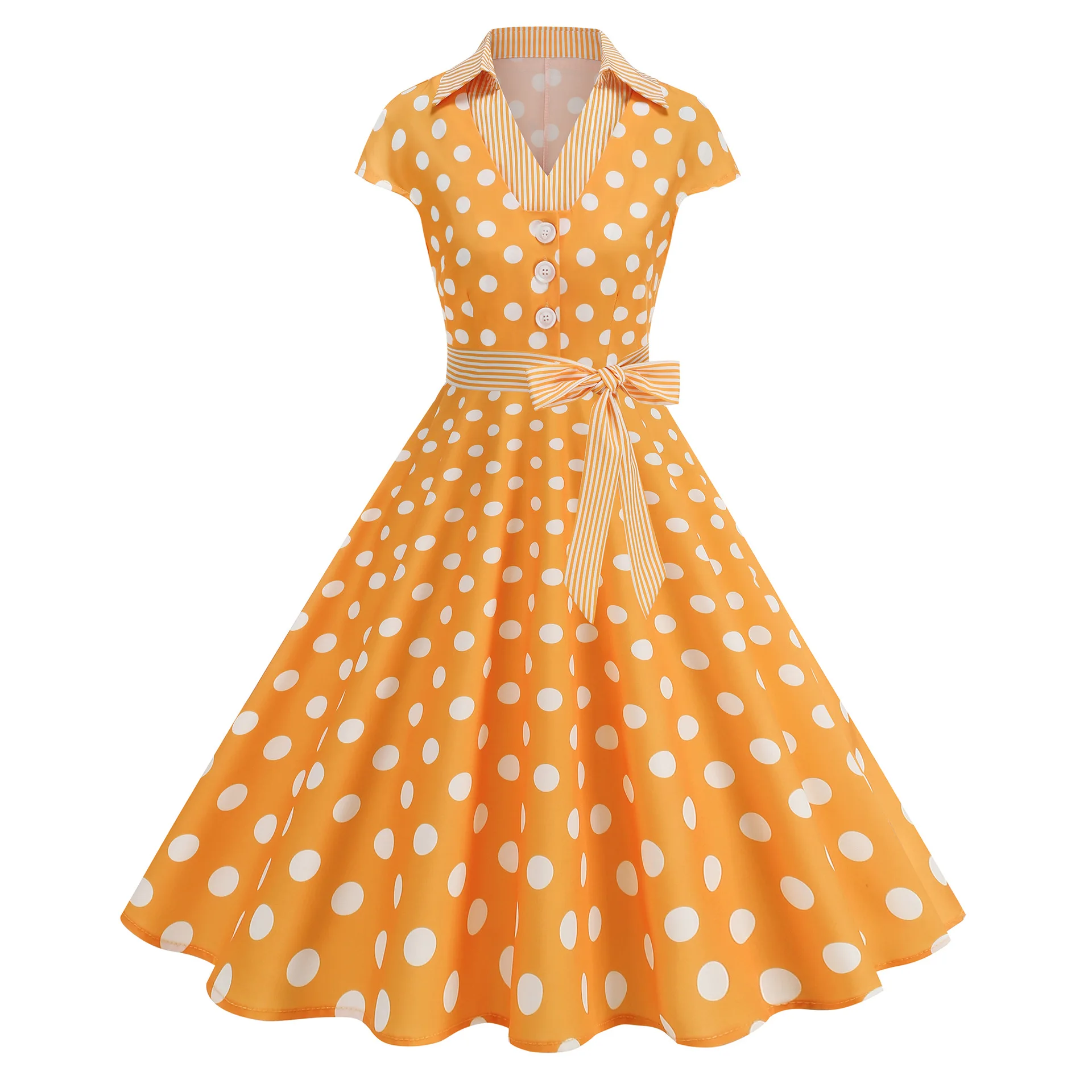 Women'S Fashion Of The 50S - Chique Polka Dot Print Dames Retro
