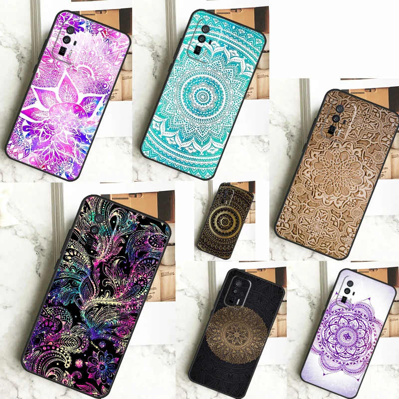 Indian Floral Henna Mandala Case For Xiaomi 14 13 Ultra 11T 12T 13T Pro 12 Lite POCO F6 F5 X6 M6 Pro X5 X3 F3 M5s Cover