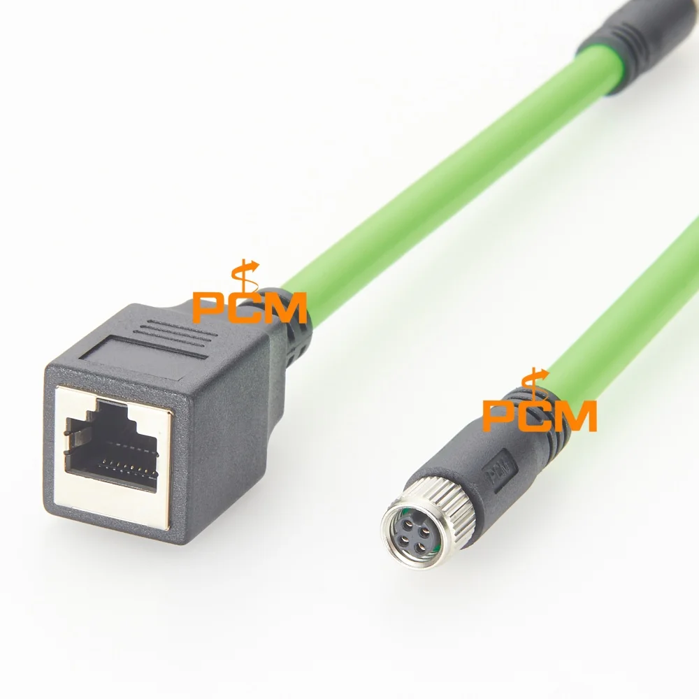 M8 D Code to RJ45 Female Adapter Cable EtherCAT Profinet Industrial Ethernet Converter for PLC Automation System