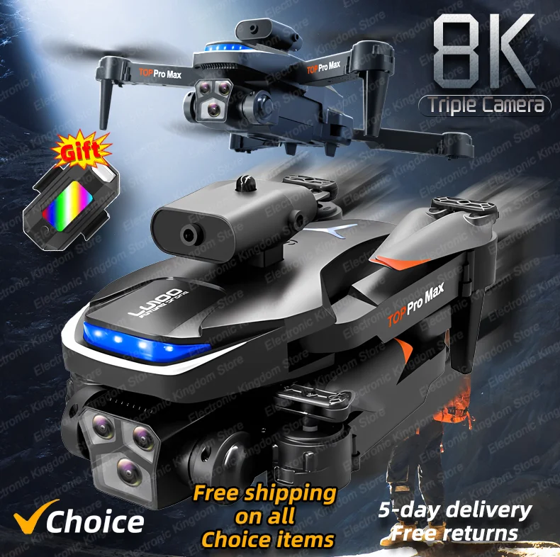 New Lu100 RC Drone 8K Professinal With 4K Three Camera Wide Angle Optical Flow Localization 360° Obstacle Avoidance Quadcopter