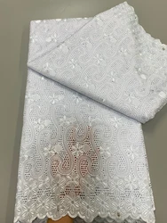 Pure White Dubai Cotton Holes Lace Fabric 2023 High Quality Swiss Voile Lace in Switzerland Lace Fabric For Women Prom Dress Sew