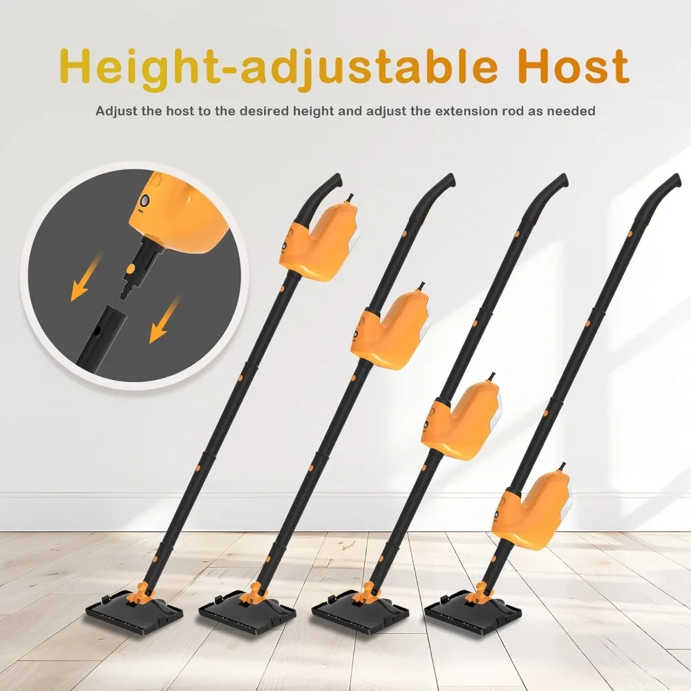 All-in-One Handheld Steam Cleaner with 13 Attachments, 23FT Power Cord, 11.83OZ Tank, Adjustable Height, Multipurpose Steam Mop