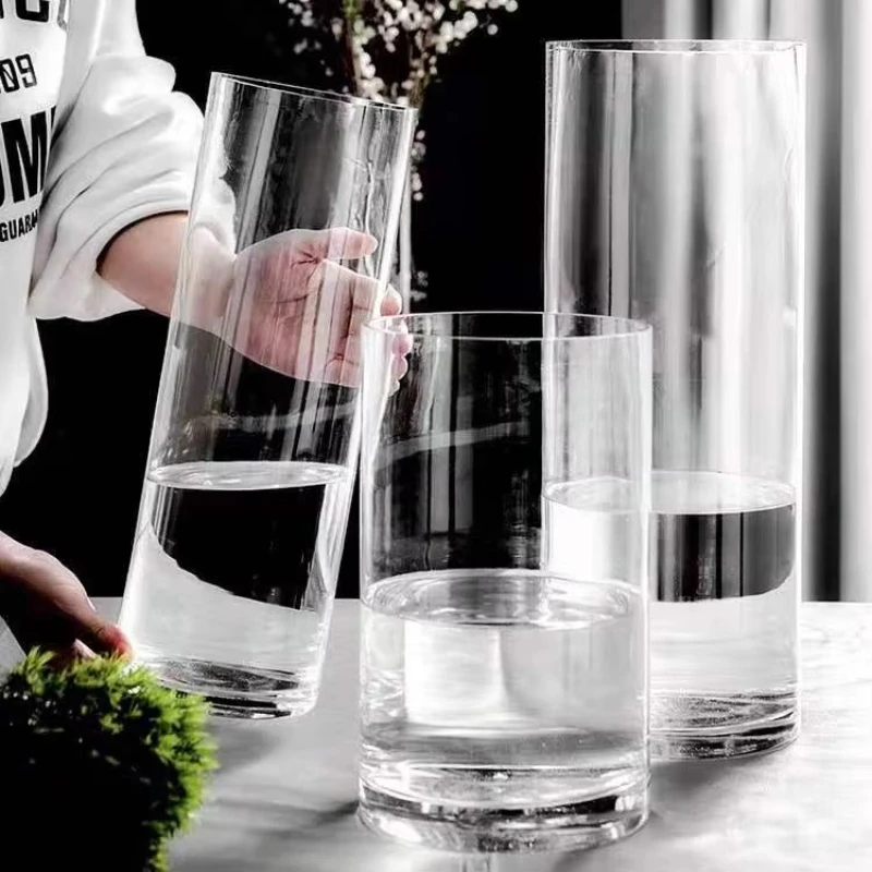 

Wholesale factory cheap tall tube Nordic wedding transparent home decoration simple design flower table glass vase