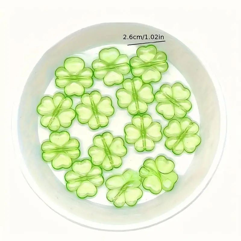 50 Pieces of Green Clover Beads, 26mm Acrylic Jewelry, Suitable for DIY Jewelry Making - Perfect for Necklace and Bracelet Craft