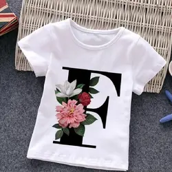 Cute Summer  T-shirt  Alphabet Girls  Harajuku Retro Boy Tshirt Flowers Element Nice Round Neck Kids