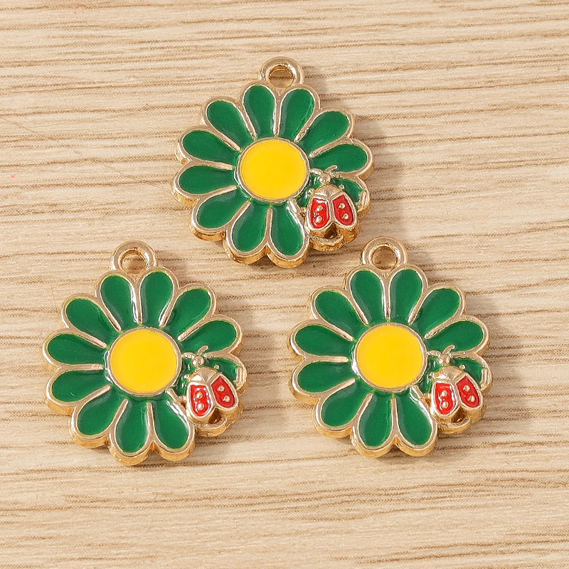 10 Stück 17 x 19 mm modische Emaille-Sakura-Blumen-Charms-Anhänger für Schmuckherstellung, Halsketten, Ohrringe, Armbänder, Bastelbedarf – Detail 28